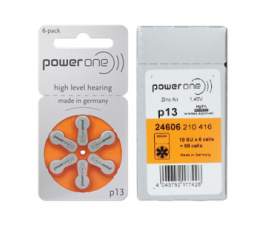 Pilha para Aparelho auditivo Power One 13 - Caixa com 10 cartelas - 60 Unidades