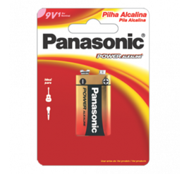 Bateria Panasonic 9V Alcalina - Cartela com 1